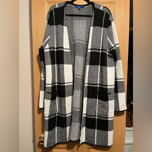 Apt 9 Black and White Plaid Duster Cardigan - Picture 2 of 15